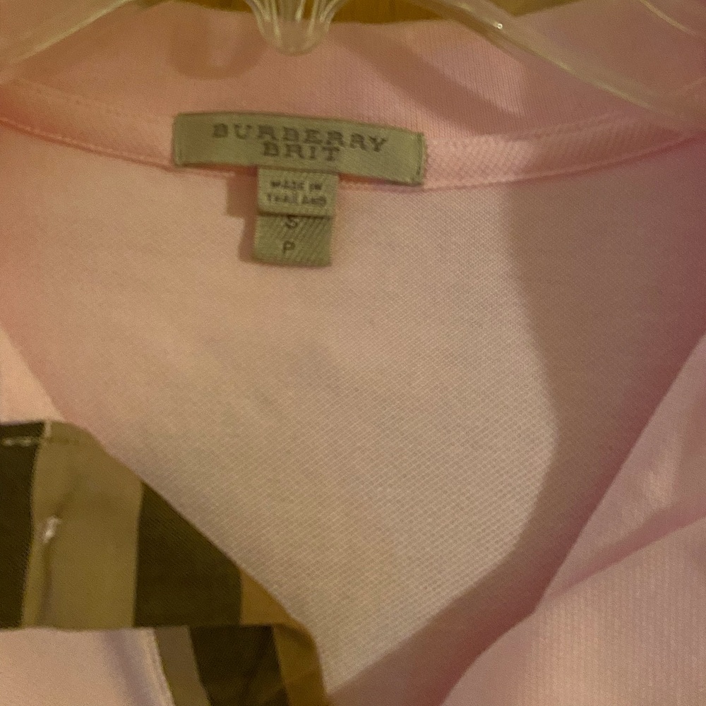 Men small light pink Burberry Brit polo